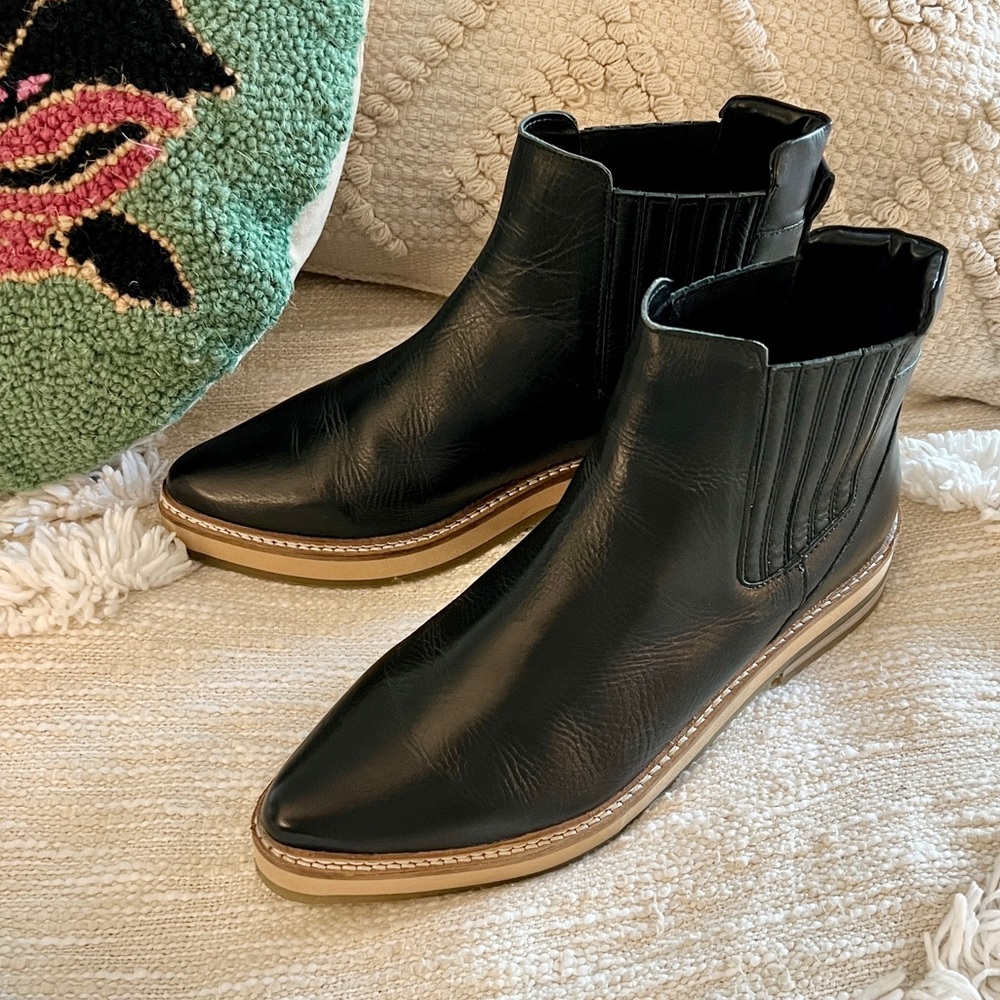 Roolee Prince Black Leather Pointy Toe Booties Boots 40 - Picture 9 of 16
